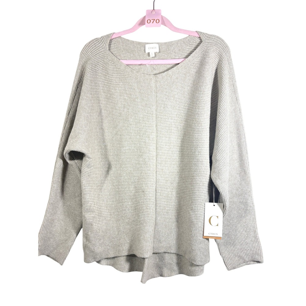 Cyrus New York Ribbed Knit Oversized Sweater Kitten Heather Beige C702311 L
